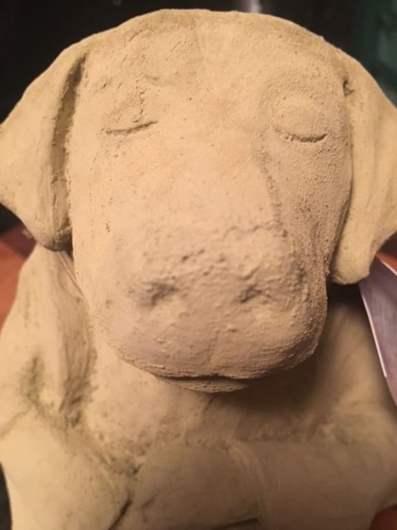 Zen Dog Garden Sculpture from Uncommon Goods. Customer submitted image.