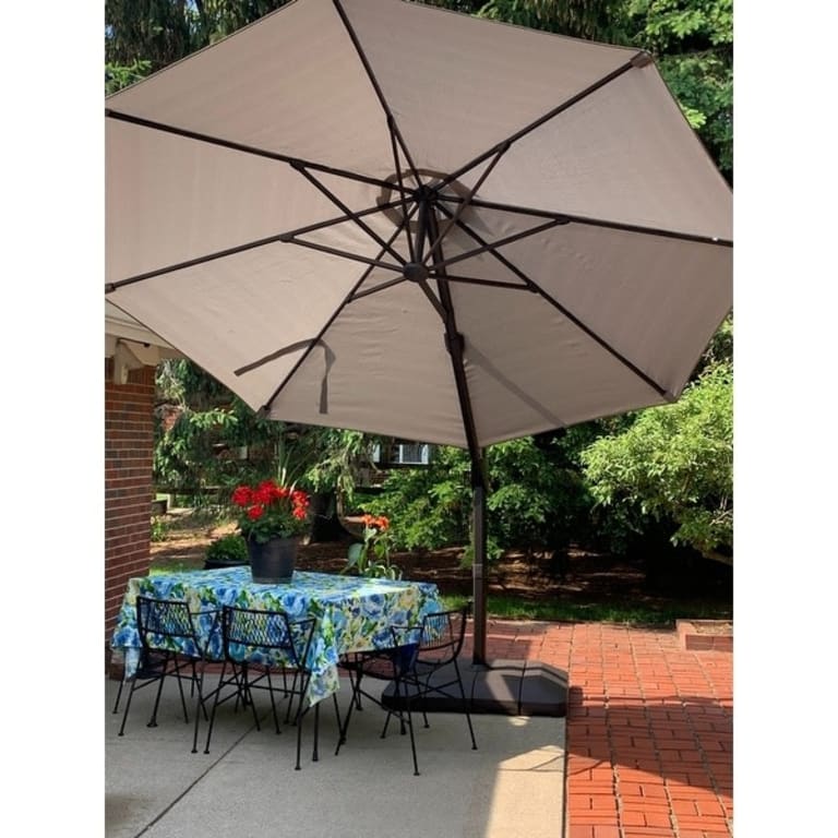 BONOSUKI 11ft 360degree Rotating Cantilever Patio Umbrella with Base