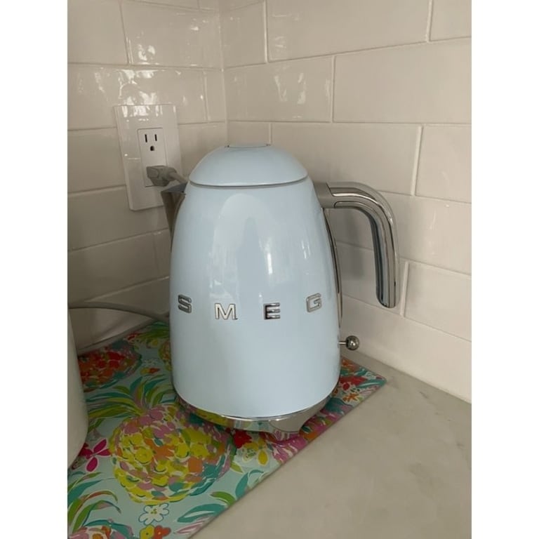 Smeg 50's Retro Style Aesthetic Electric Kettle, Pastel Blue Bed Bath