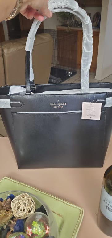 Kate Spade New York Staci Large Laptop Tote Leather Handbag Black wkru7099