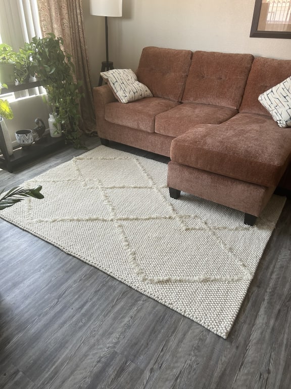 Found & Fable Ivory Diamond Patterned Wool Area Rug 8x10 | At Home