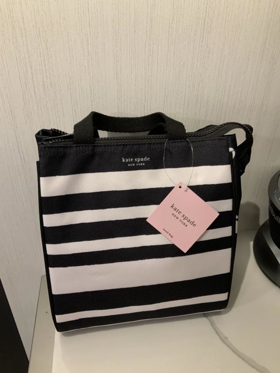 Bagseri Insulated Lunch Bag for Women (Black White Stripe)