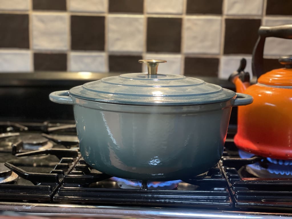 John Lewis Cast Iron Round Casserole, Blue, 21cm