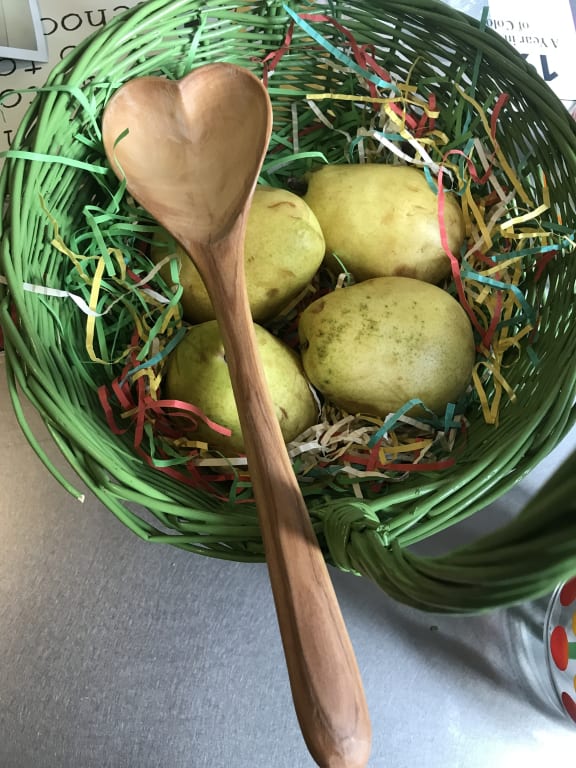 Hand-Carved Heart Serving Spoon from Uncommon Goods. Customer submitted image.