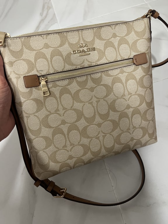 COACH®  Rowan File Bag With Garden Plaid Print