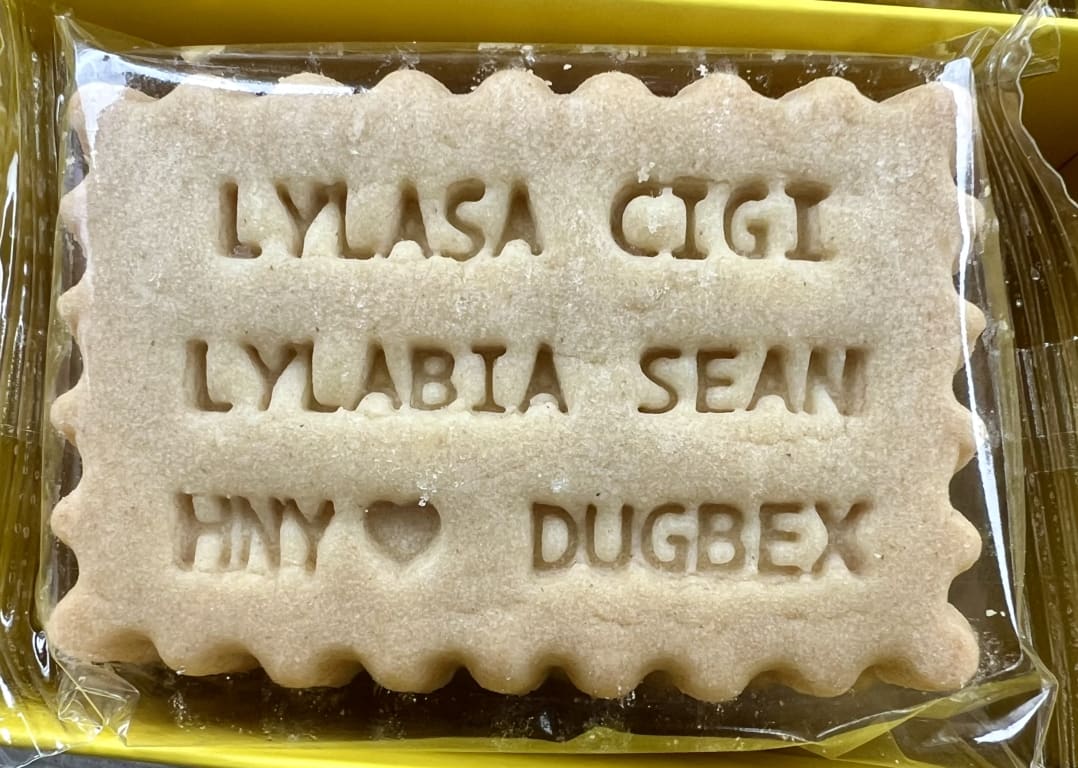 Custom Message Shortbread Cookies from Uncommon Goods. Customer submitted image.