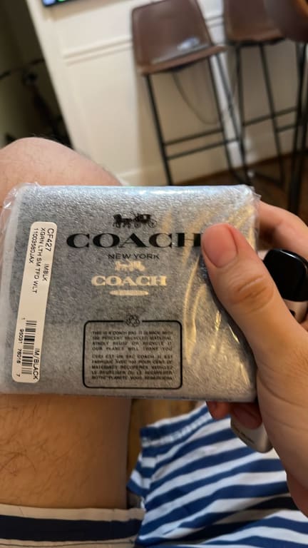 COACH ☜UNBOXING☞ Small Trifold Wallet / F37968 / BLACK 