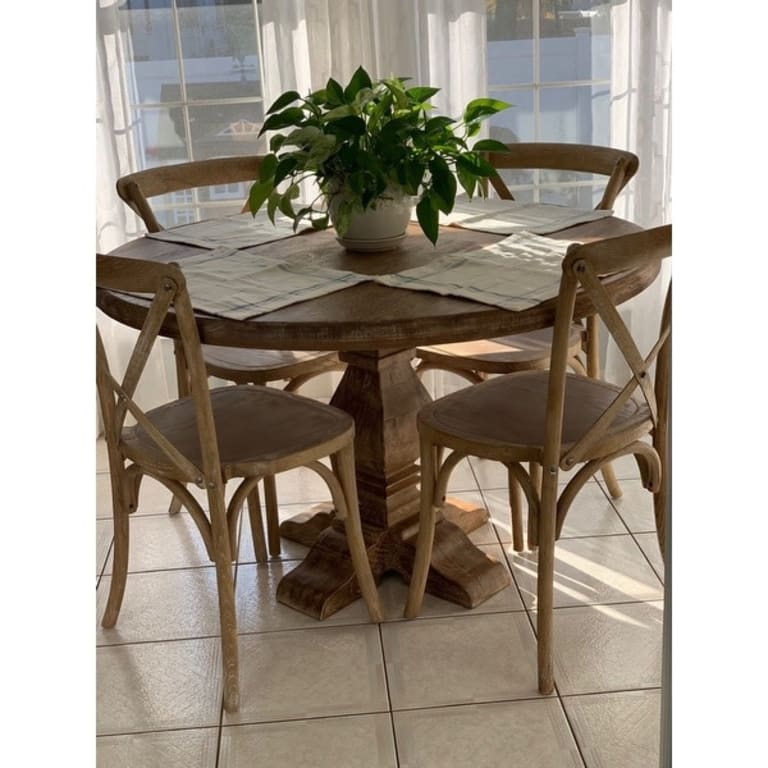 Pengrove 48Inch Round Mango Wood Dining Table Oak Bed Bath