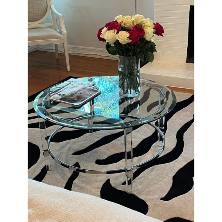 Elowen Round Glass Coffee Table by Christopher Knight Home 35.5"L x