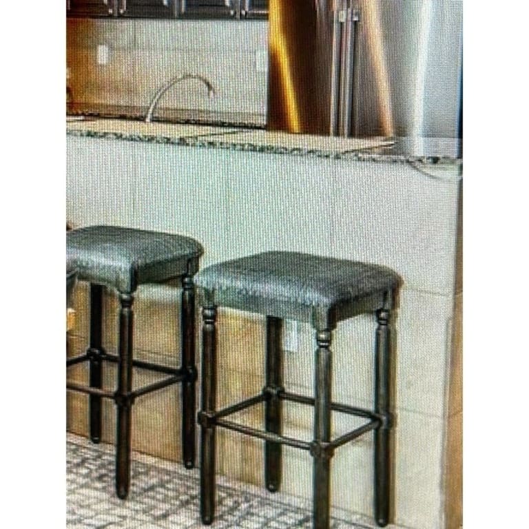Roundhill Furniture Arnhem Wood Upholstered Bar Stools, Set of 2 On