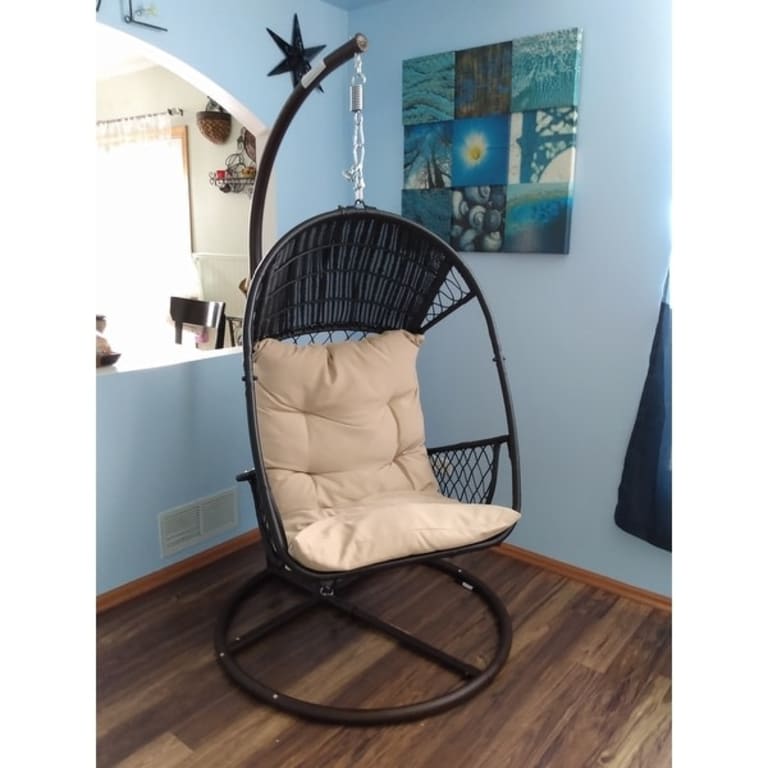 Malia Wicker Hanging Chair with Stand by Christopher Knight Home On