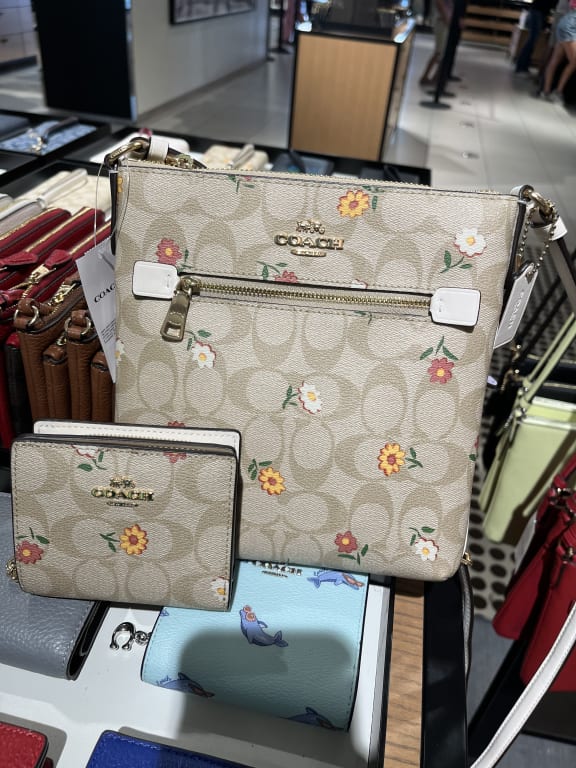 Coach Bags | Nwt CH719 Small Trifold Wallet in Signature Canvas with Floral Cluster Print | Color: Tan/White | Size: Os | Fashion_Holic's Closet