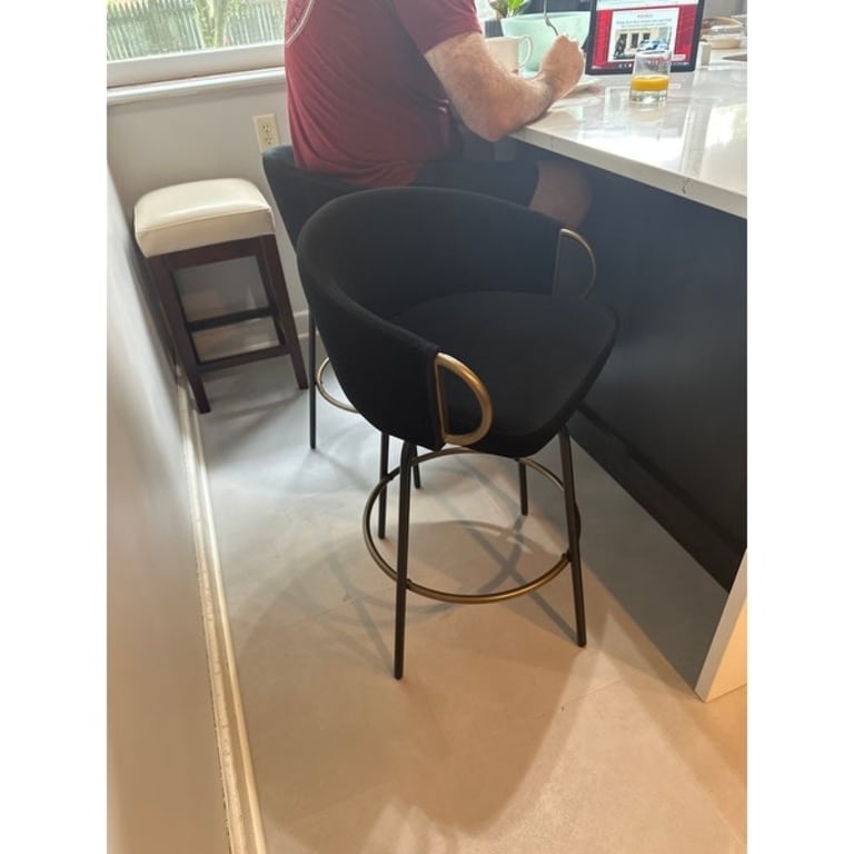 Set of 2 Contemporary Velvet & Metal 26" Counter Stool On Sale Bed