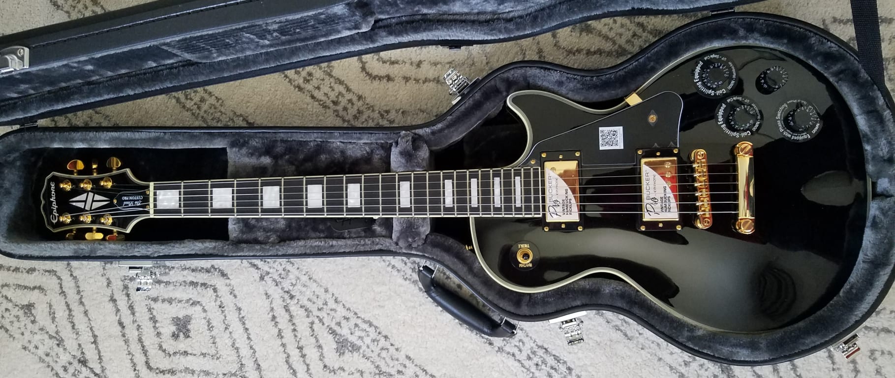 ギター Epiphone Les Paul Custom Pro coil&phase Epiphone Les Paul Custom PRO Electric Guitar Ebony | Guitar