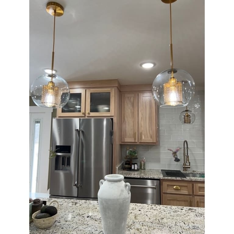 Modern Gold Finish Transparent Single Globe Glass Style Pendant Light ...