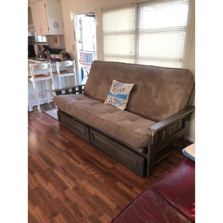 Somette Tucson Full Size Futon Set in Rustic Walnut Finish with Storage