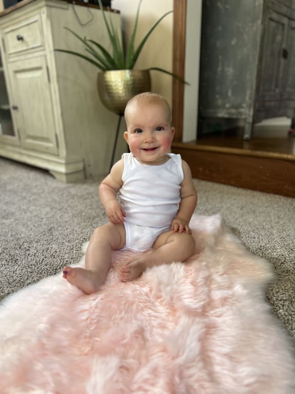 Customer Image Captioned: I love my pink Overland sheep skin!! ~Aurora Moon