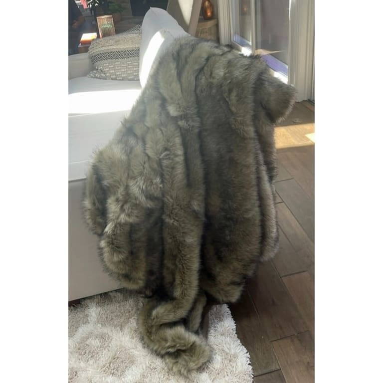 Aurora Home Luxury Long Faux Fur Throw Blanket On Sale Bed