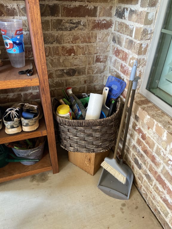 Storage Shelf Baskets with Handles - Set of 3 - Brown Wash