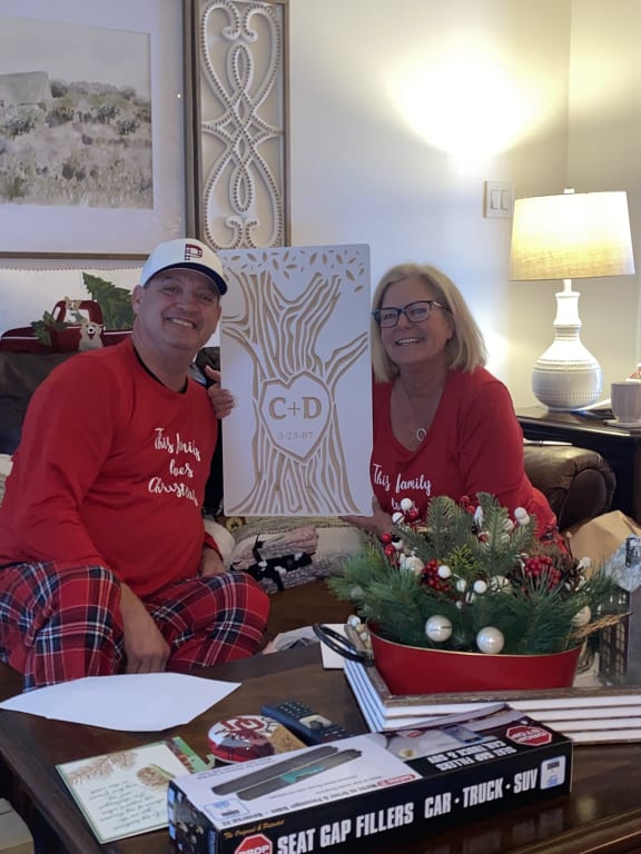 Personalized Tree Wood Carving from Uncommon Goods. Customer submitted image.