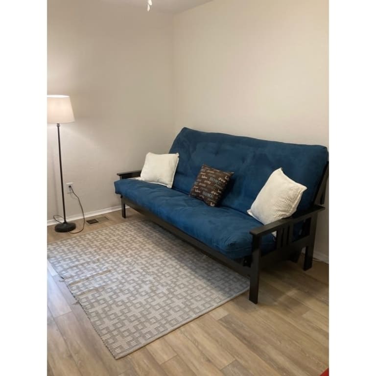 Porch & Den DeSoto Hardwood/ Suede Queensize Futon Set Bed Bath