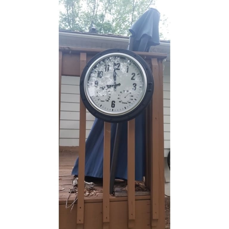 Forecaster Indoor/Outdoor Patio Garden 16 inch Wall Clock Thermometer