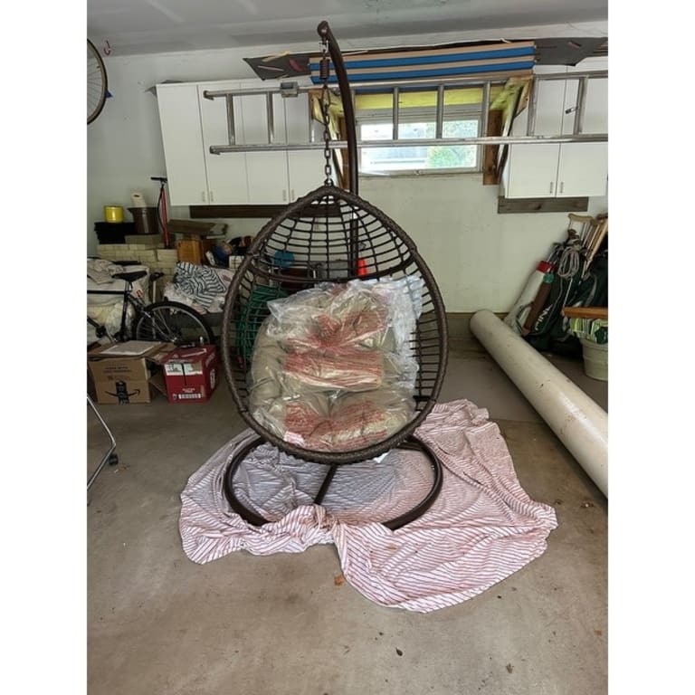 Layla Outdoor Hanging Wicker Basket Chair by Christopher Knight Home