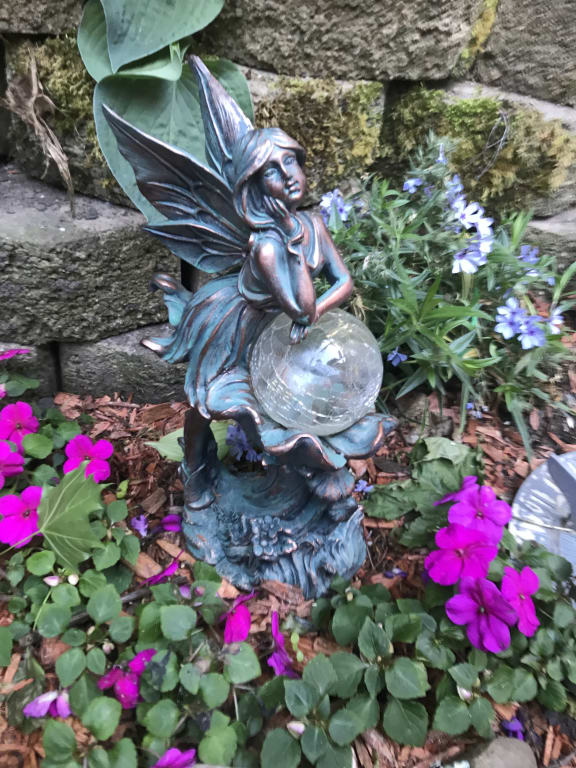 Outdoor Rustic Copper Fairy Solar Light Figurine, 12.5