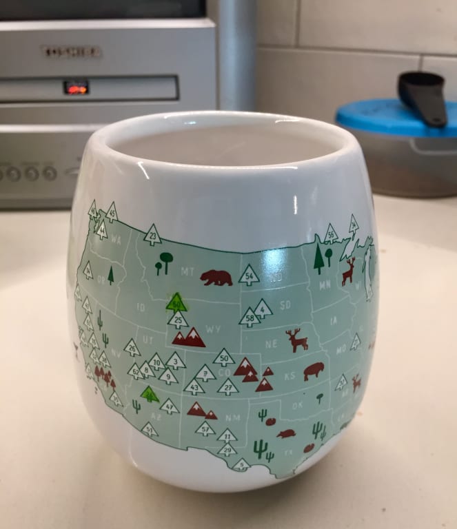 National Parks Color Map Mug from Uncommon Goods. Customer submitted image.