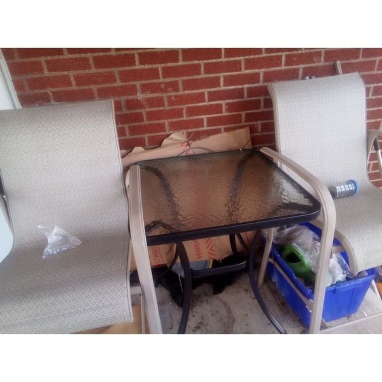 Outsunny 34" Outdoor Glass Top Bistro Table Black Bed Bath & Beyond