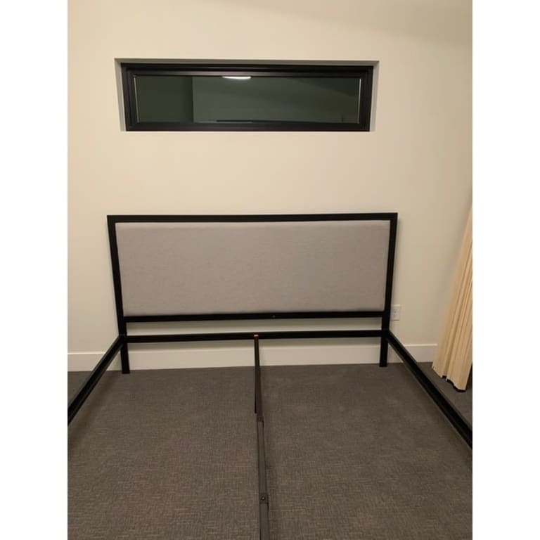 Brookside Mara Metal Platform Bed Frame with Upholstered Headboard On