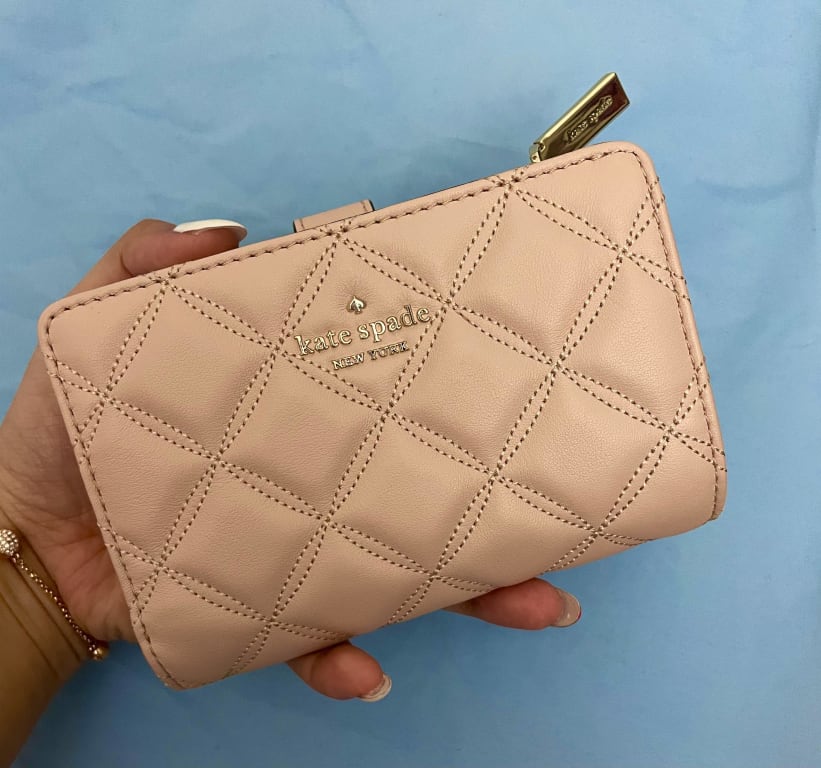 KATE SPADE NATALIA QUILTED MEDIUM CHAIN LEATHER SHOULDER BAG /WALLET OPT  LILAC