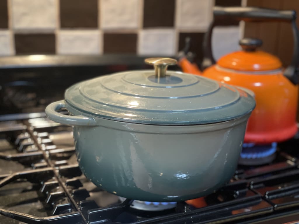 John Lewis Cast Iron Round Casserole, Blue, 21cm