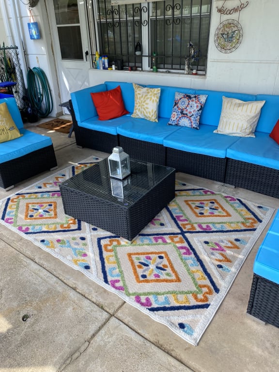 (E287) Yellow & Ivory Diamond Design Indoor & Outdoor Area Rug, 5x7