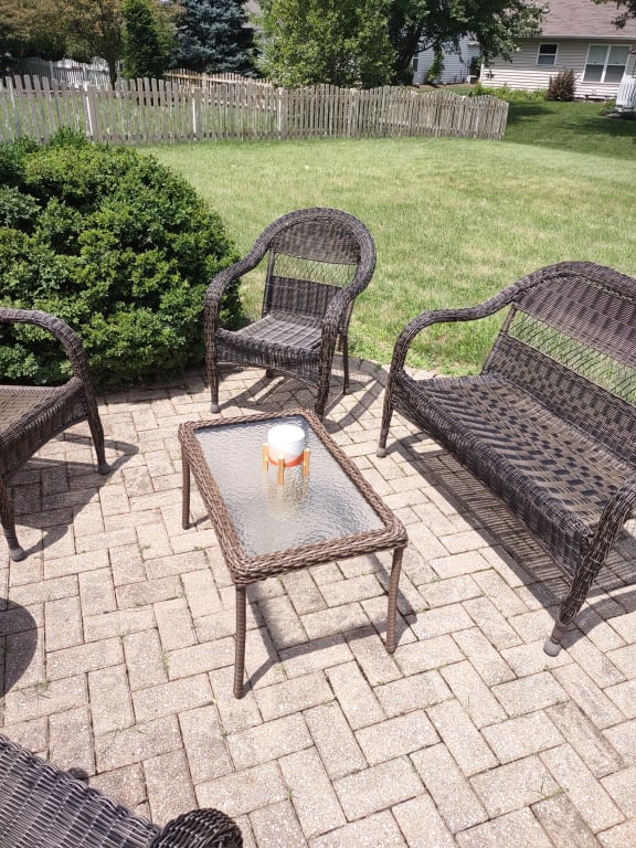 Tempered Glass Top Outdoor Wicker Coffee Table, Brown