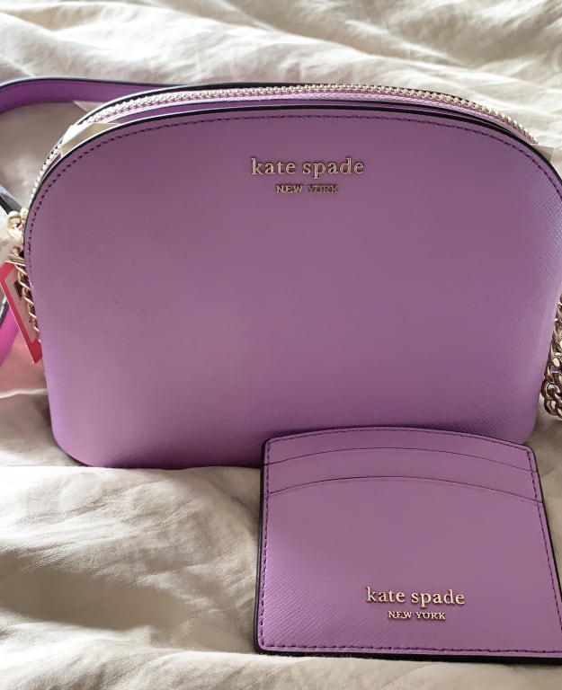 Kate Spade Spencer Saffiano Double Zip Cross Body Bag in Purple