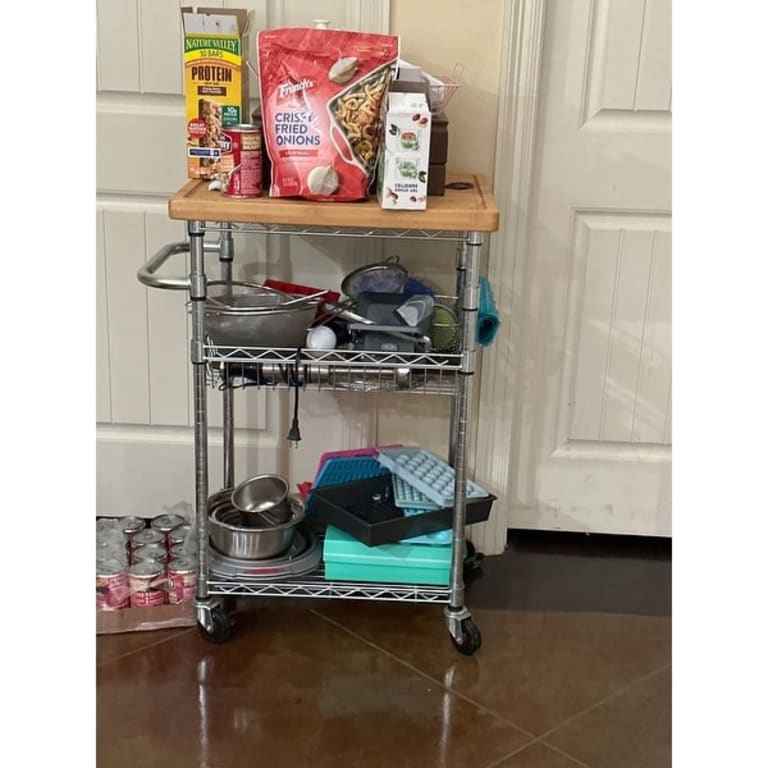 TRINITY EcoStorage® Bamboo Kitchen Cart, Chrome On Sale Bed Bath