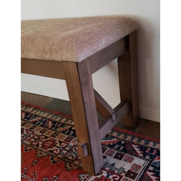 Roundhill Furniture Raven Wood Fabric Upholstered Dining Bench On