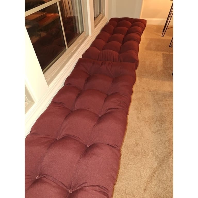 Solid Twill Tufted Indoor Bench Cushion (Multiple widths from 42 to 60