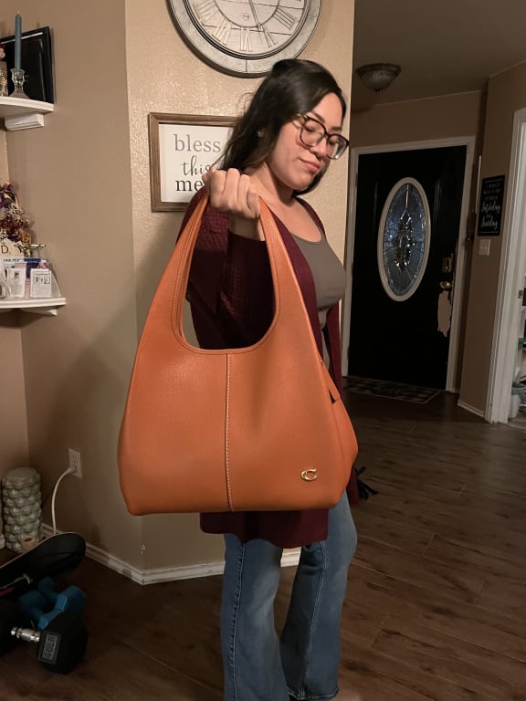 COACH Polished Pebble Leather Hadley Hobo Gd/1941 Saddle in Brown