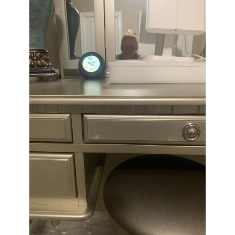 Bobkona St. Croix TriFold Mirror Vanity Makeup Desk with Stool Set