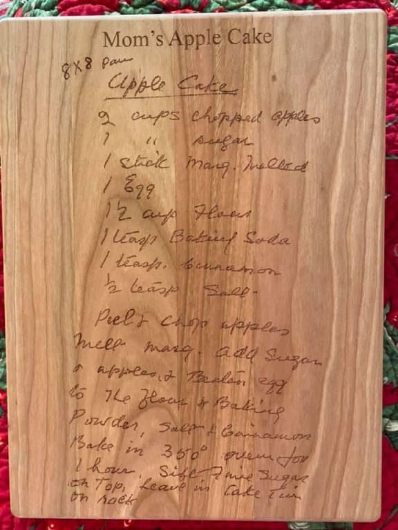 Personalized Family Recipe Board from Uncommon Goods. Customer submitted image.