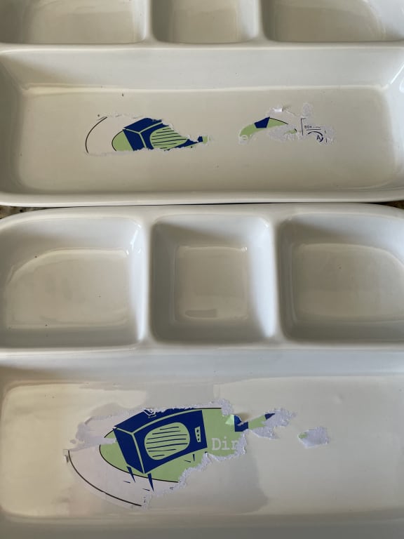 Stoneware TV Dinner Trays – Set of 2 from Uncommon Goods. Customer submitted image.