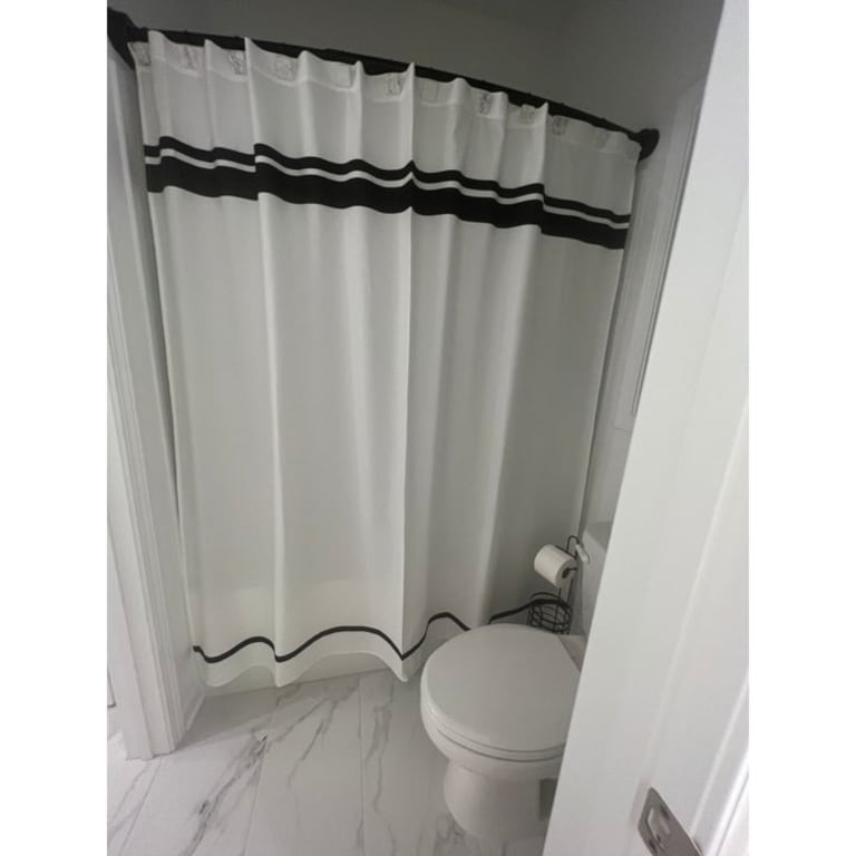 Sweet Jojo Designs White and Black Hotel Shower Curtain Bed Bath