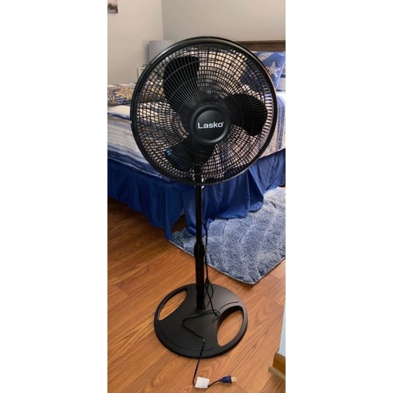 Lasko 16 Inch Oscillating 3 Speed Adjustable Pedestal Stand Fan, Black (2 Pack) 8.7 Bed Bath