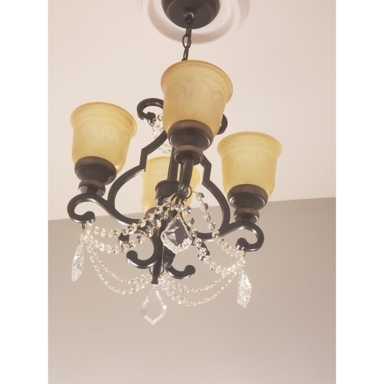 Norwalk 4 Light Clear Crystal Bronze Mini Chandelier 17'' W x 21'' H