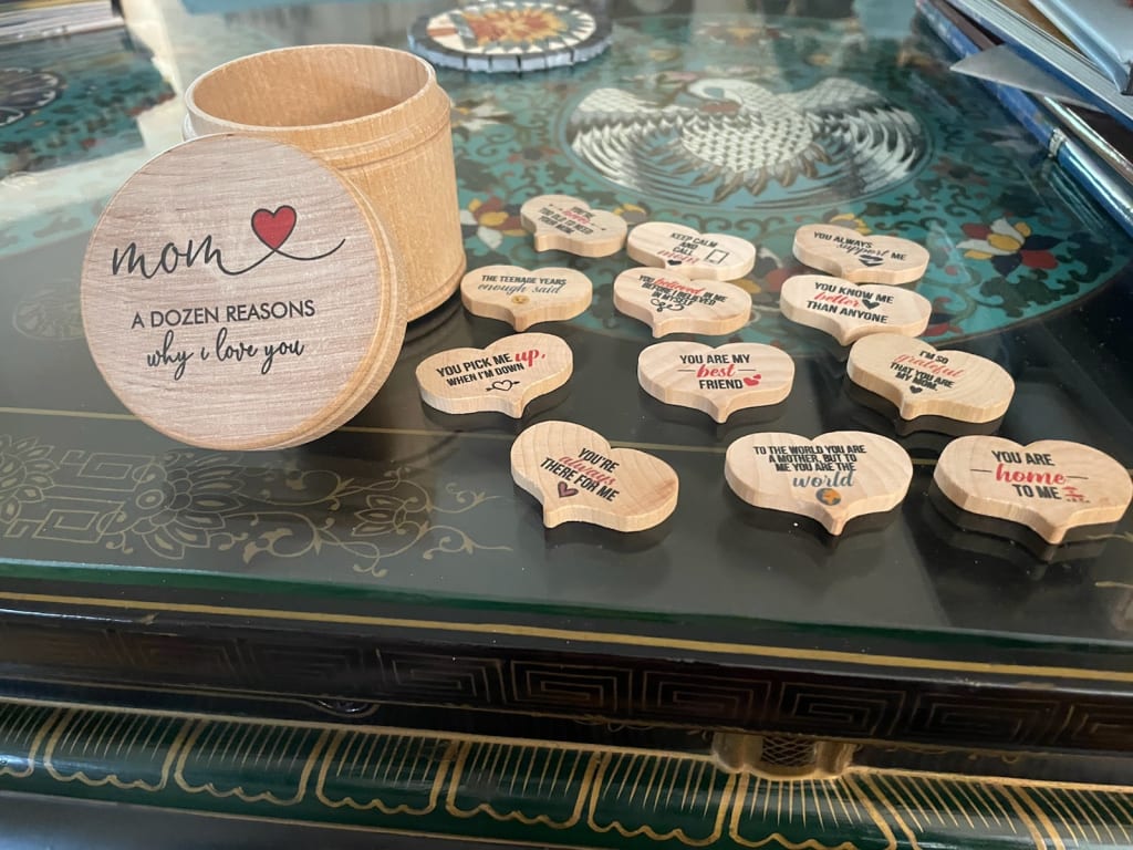 A Dozen Reasons I Love You Mom from Uncommon Goods. Customer submitted image.