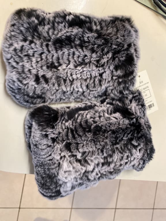 Customer Image Captioned: My new Rex Rabbit fingerless gloves!