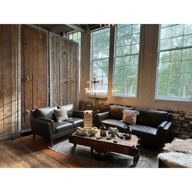 Haldeman Top Grain Leather Modern Sofa & Loveseat Set Bed Bath