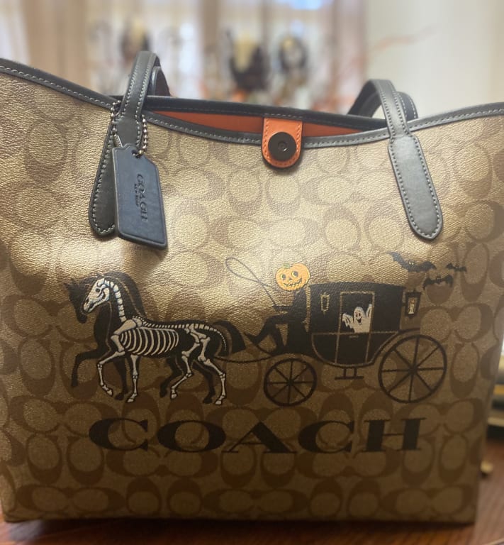 Coach+Signature+Candy+Print+City+Tote+Bag%2C+Large+-+Khaki for sale online